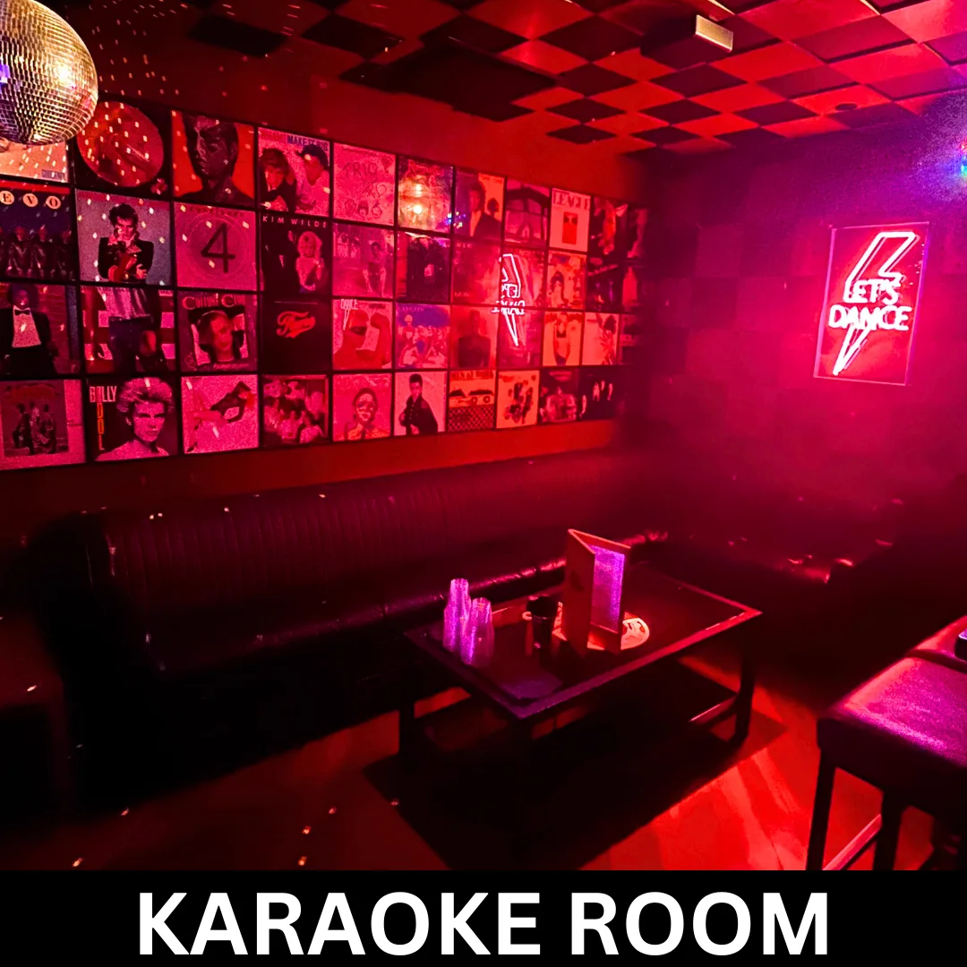 Karaoke room right behind your table On The Record