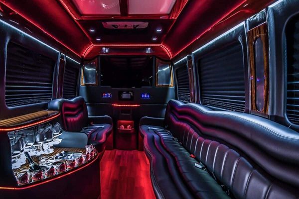Mercedes Sprinter Limo Interior Nightclub on Wheels Las Vegas Party Bus