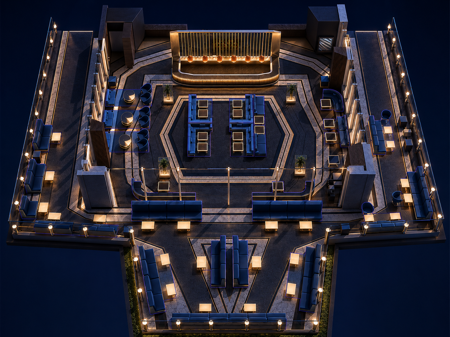 Ghostbar 55th floor table map and seating layout — PALMS Resort Las Vegas