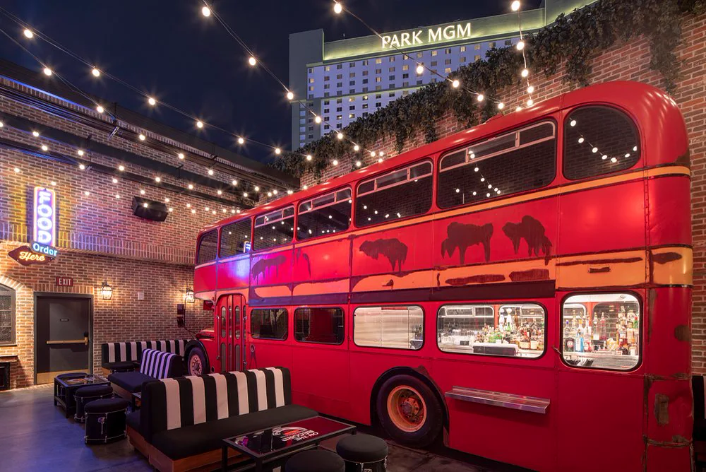 Patio bus bar DJ booth On The Record Las Vegas