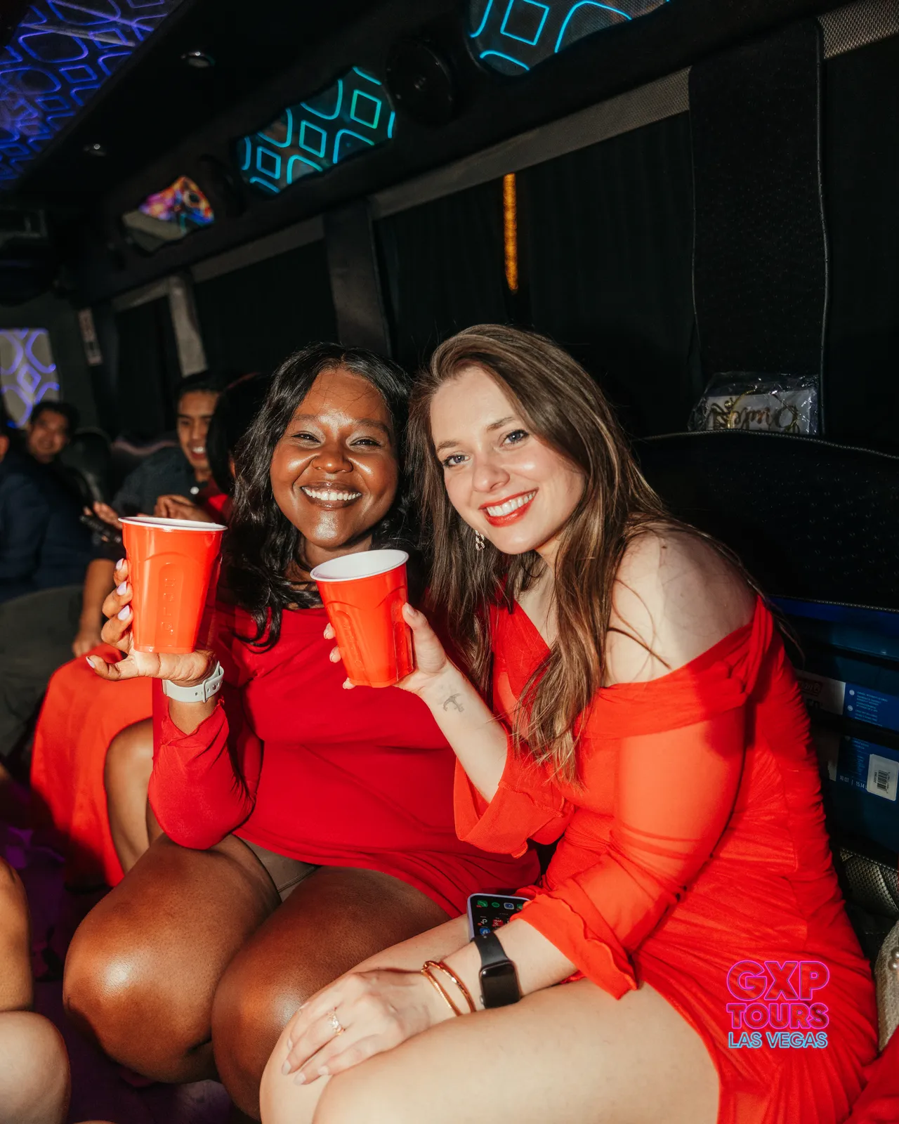 GXP Tours guests on a Nightclub on Wheels night out in Las Vegas