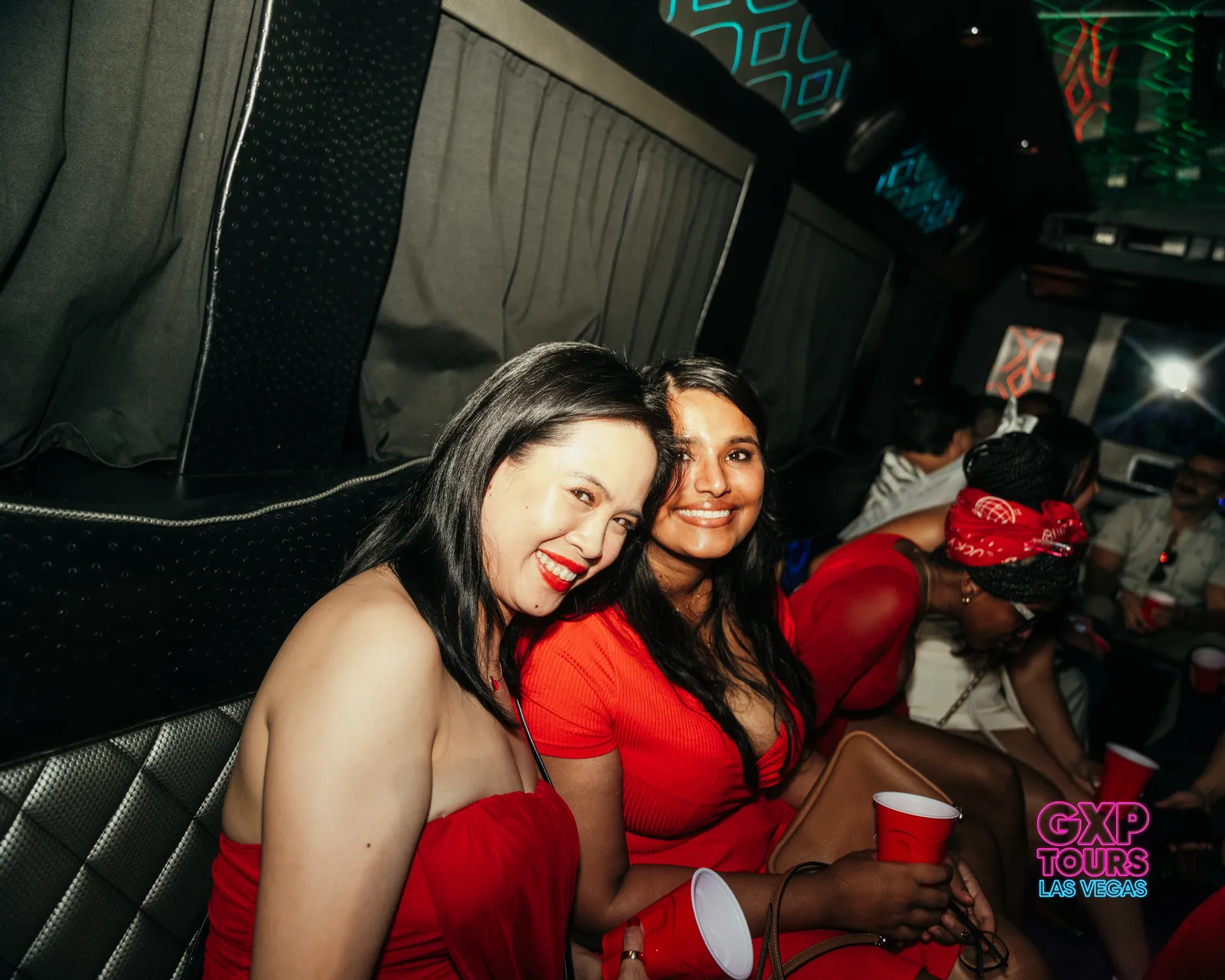 GXP Tours guests on a Nightclub on Wheels night out in Las Vegas