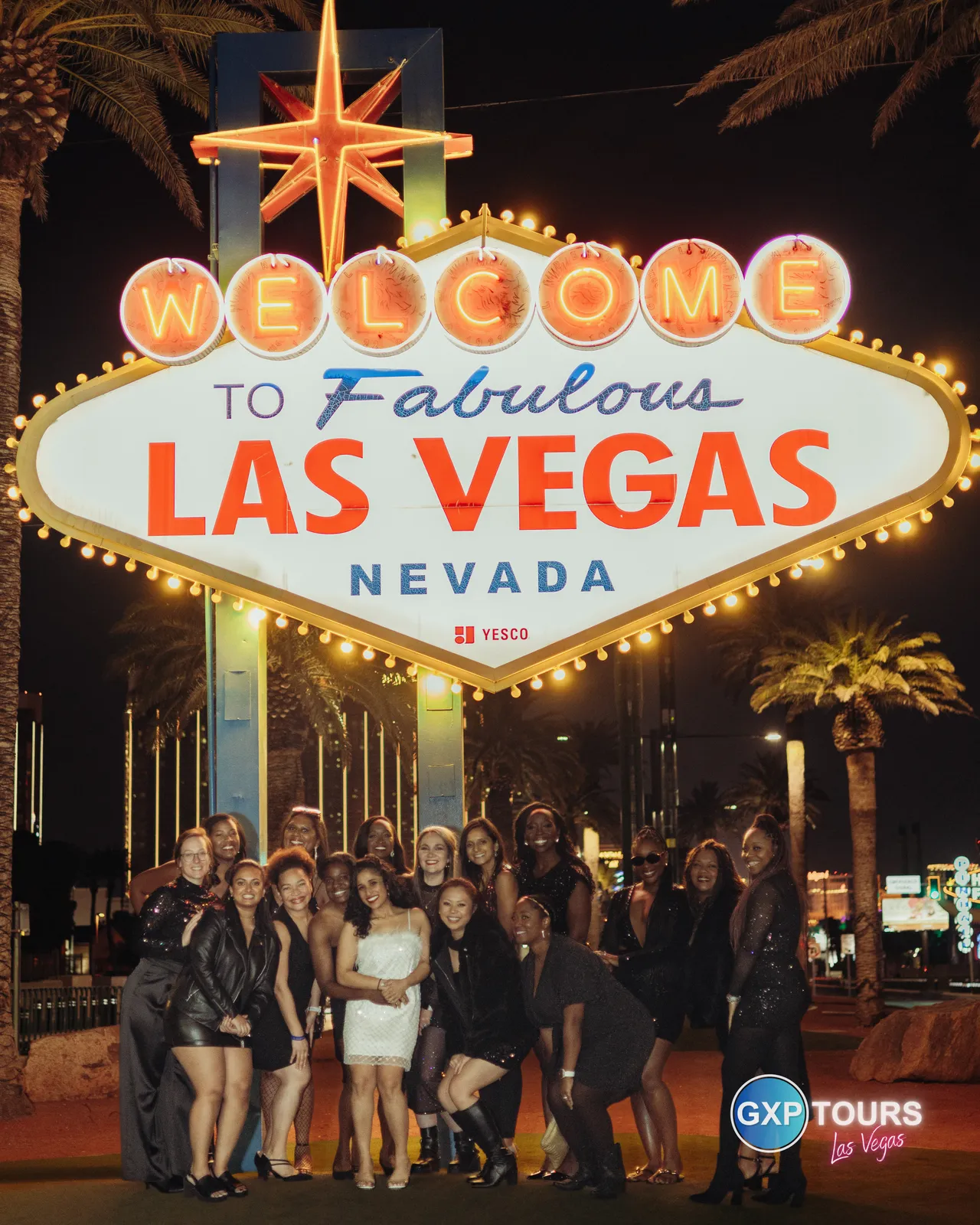 Friends out together on a GXP Tours Nightclub on Wheels night in Las Vegas