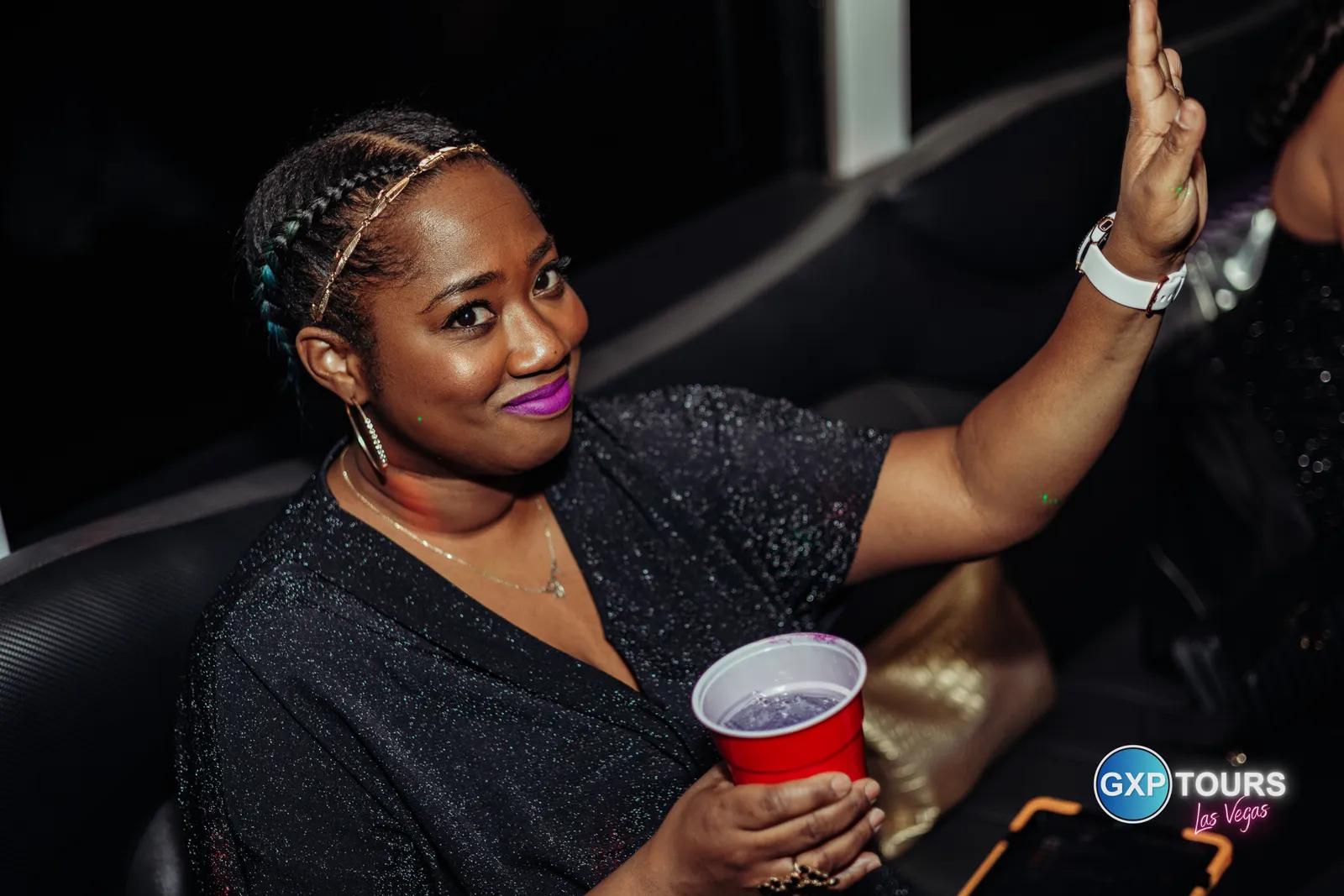 GXP Tours guests on a Nightclub on Wheels night out in Las Vegas