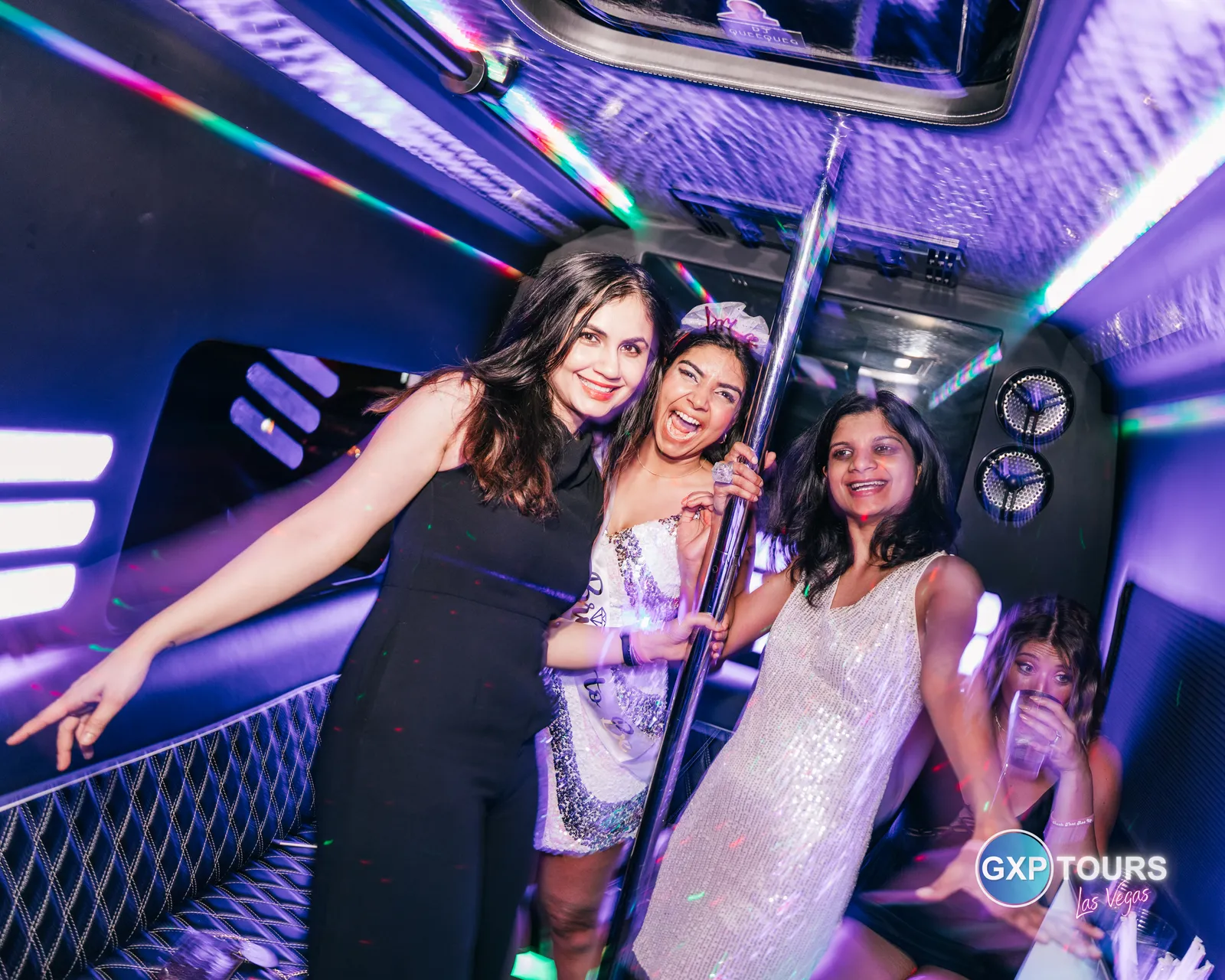 GXP Tours guests on a Nightclub on Wheels night out in Las Vegas