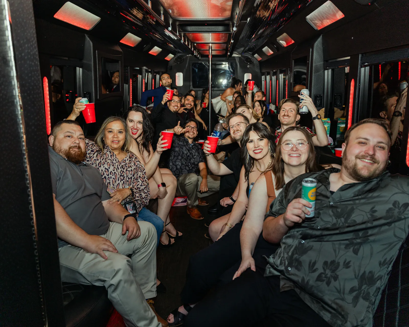 GXP Tours guests on a Nightclub on Wheels night out in Las Vegas