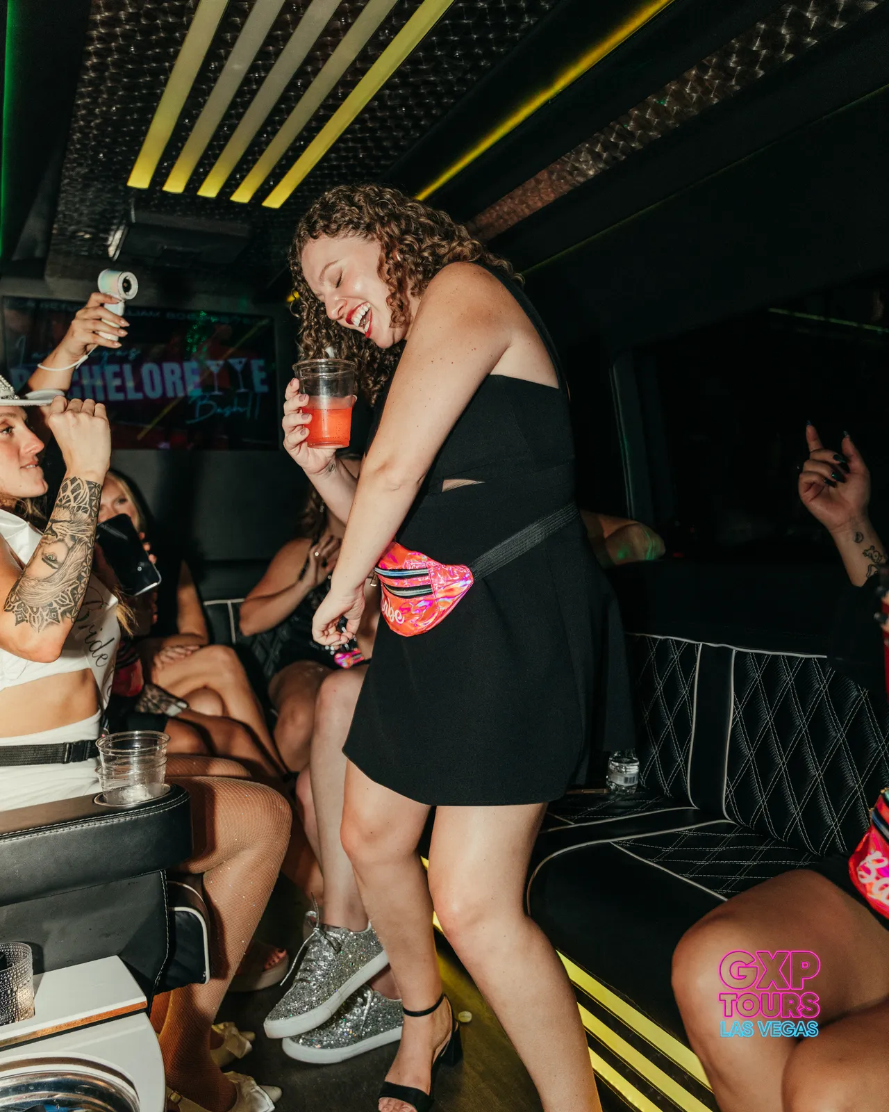 GXP Tours guests on a Nightclub on Wheels night out in Las Vegas