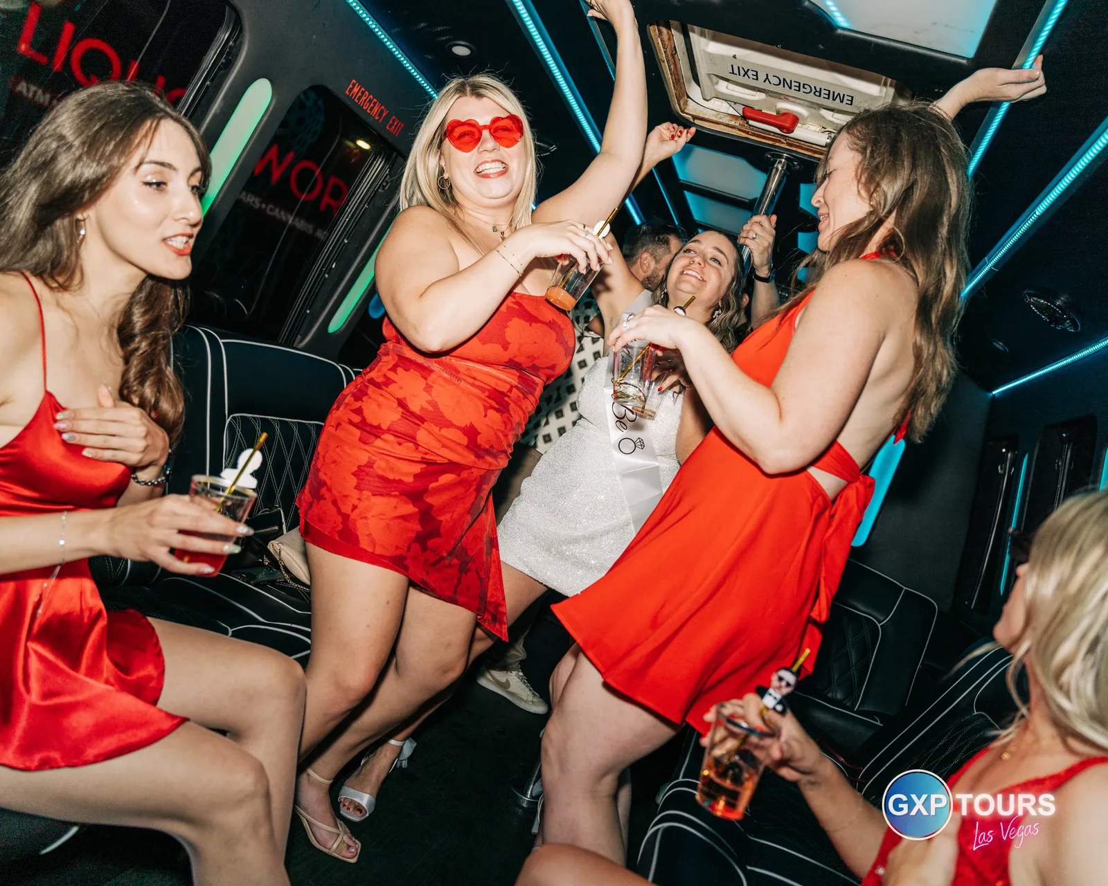 GXP Tours guests on a Nightclub on Wheels night out in Las Vegas