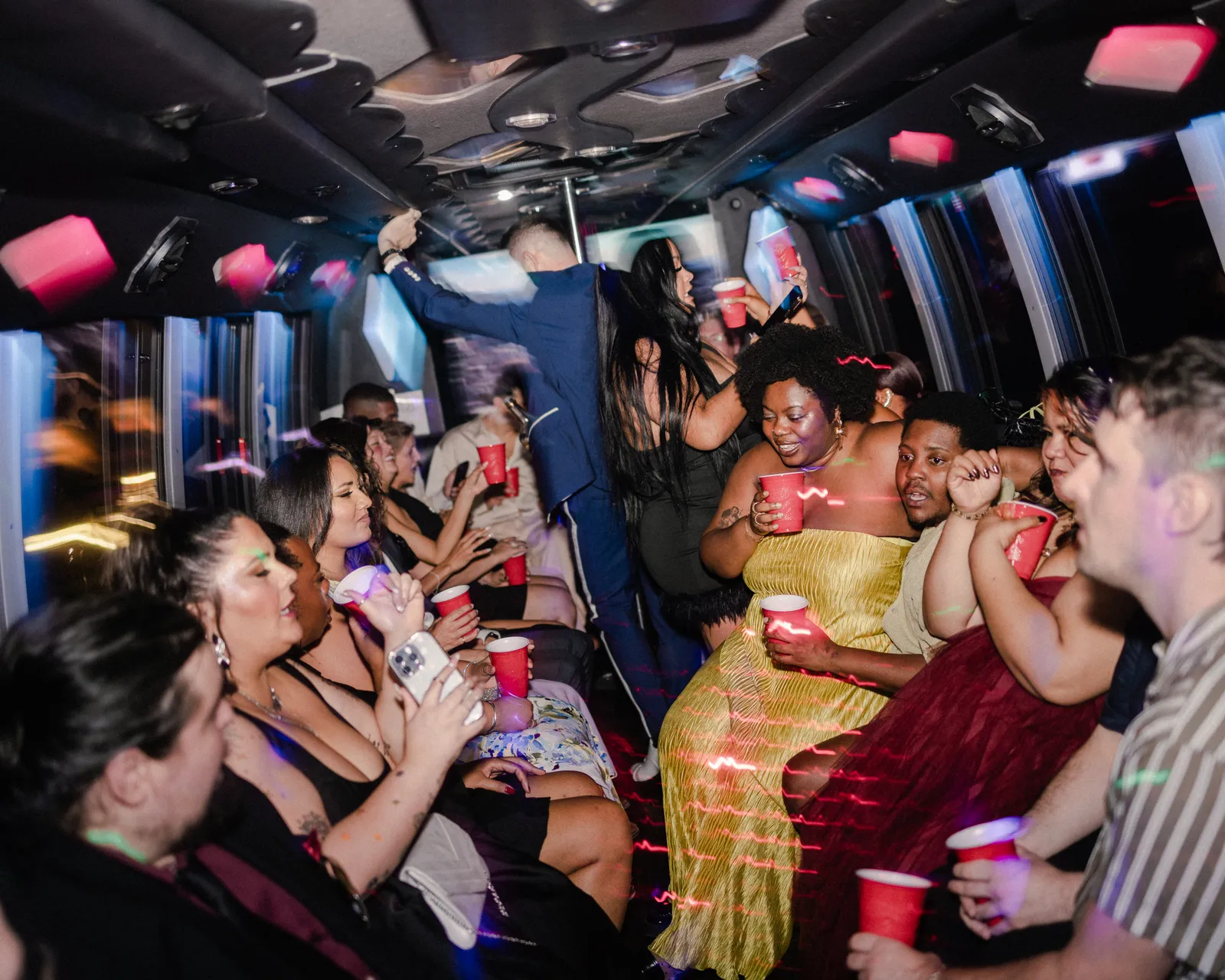 GXP Tours guests on a Nightclub on Wheels night out in Las Vegas