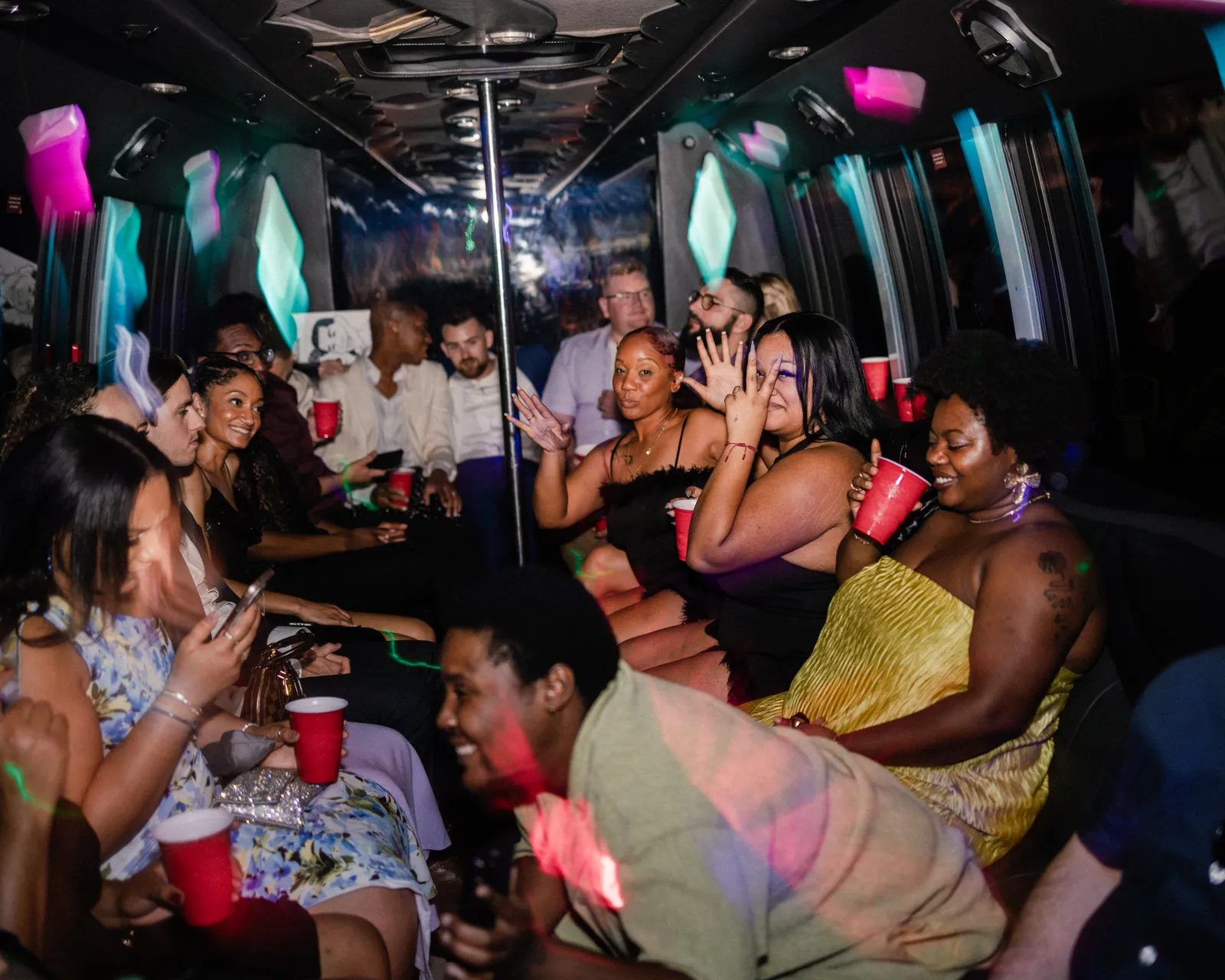 GXP Tours guests on a Nightclub on Wheels night out in Las Vegas