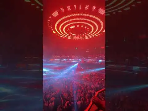 The kinetic chandelier descending over the Main Room at Omnia Las Vegas